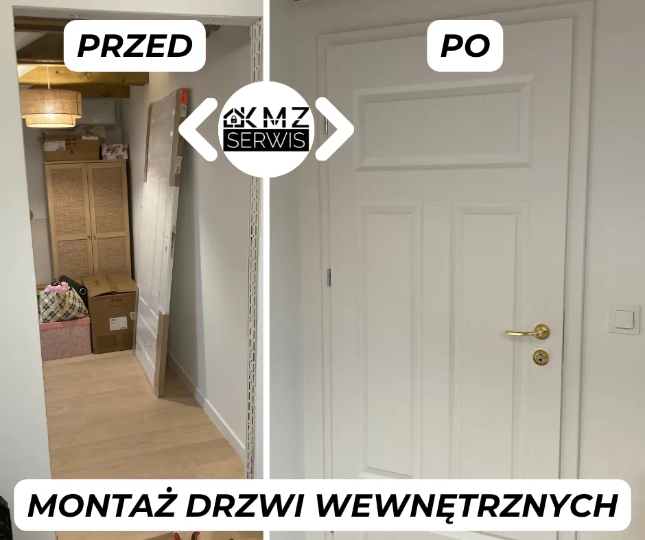 przed po montaż drzwi wewnętrznych