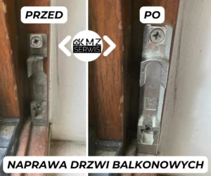 przed po naprawa drzwi balkonowych