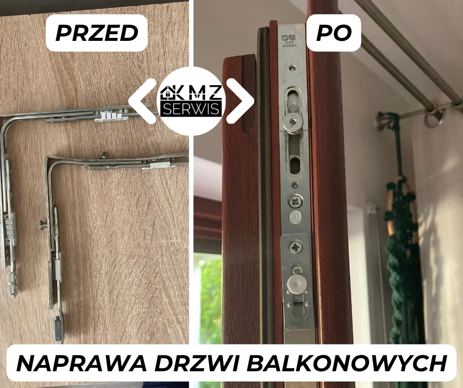 przed po naprawa drzwi balkonowych narożnik