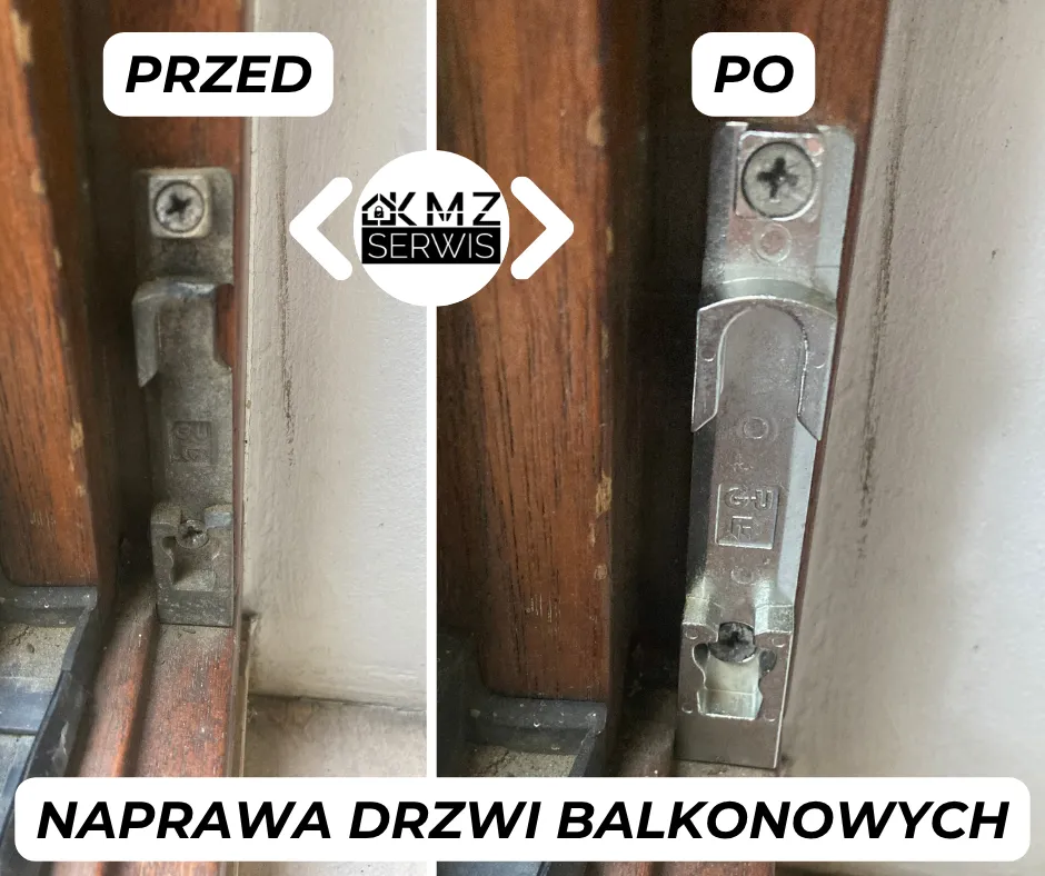 przed po naprawa drzwi balkonowych